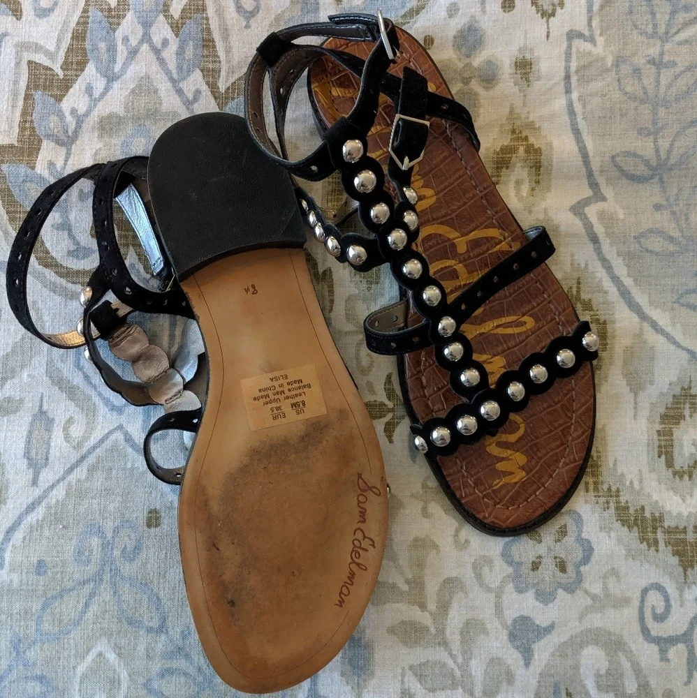 Sam Edelman Black Studded T-Strap Gladiator Sandals - Picture 3 of 3